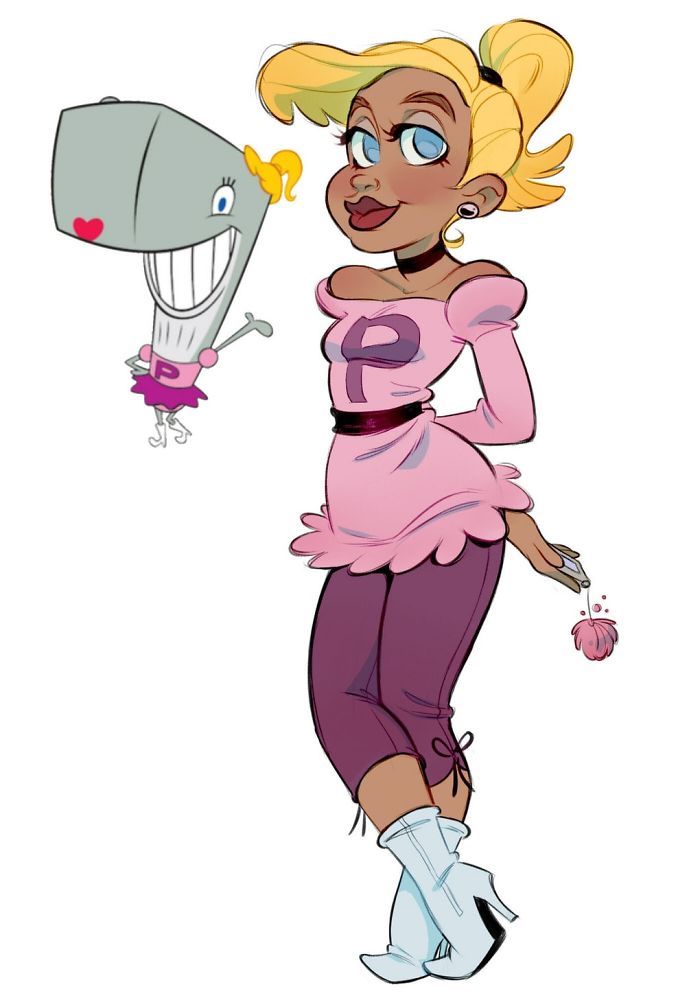 художница превратила персонажей «Губки Боба» в людей, художница Полли 