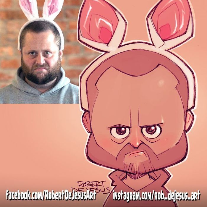 Иллюстратор превращает людей и их питомцев в персонажей мультфильмов,  Роберт Де Джизес, Robert De Jesus