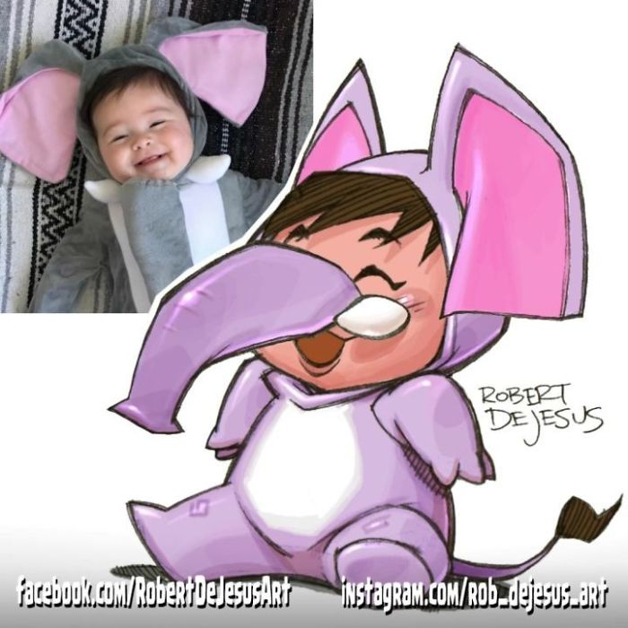 Иллюстратор превращает людей и их питомцев в персонажей мультфильмов,  Роберт Де Джизес, Robert De Jesus