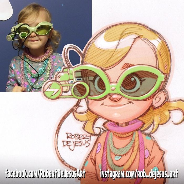 Иллюстратор превращает людей и их питомцев в персонажей мультфильмов,  Роберт Де Джизес, Robert De Jesus