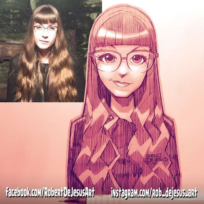 Иллюстратор превращает людей и их питомцев в персонажей мультфильмов,  Роберт Де Джизес, Robert De Jesus