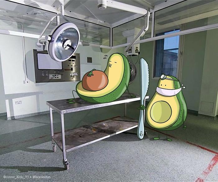 Лукас Левитан, Lucas Levitan, художник добавляет смешные иллюстрации к случайным фотографиям из интернета