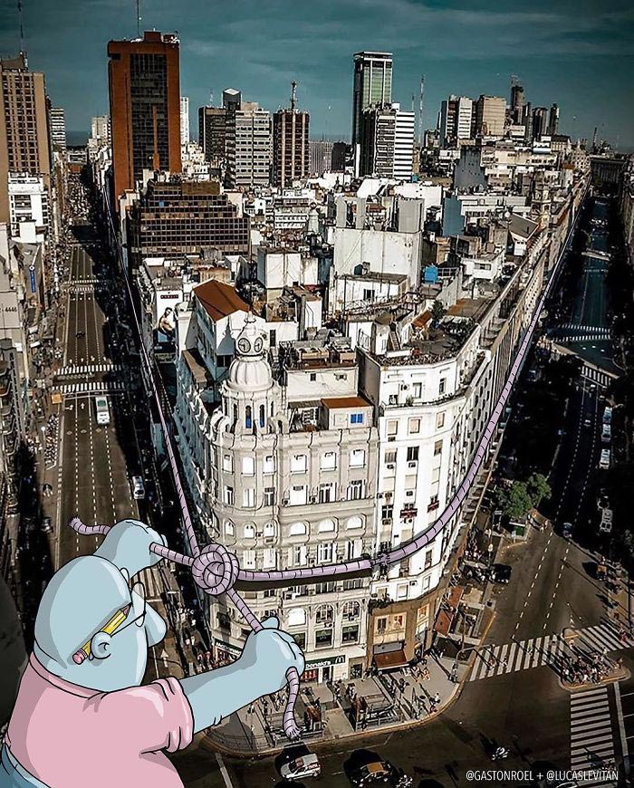 Лукас Левитан, Lucas Levitan, художник добавляет смешные иллюстрации к случайным фотографиям из интернета