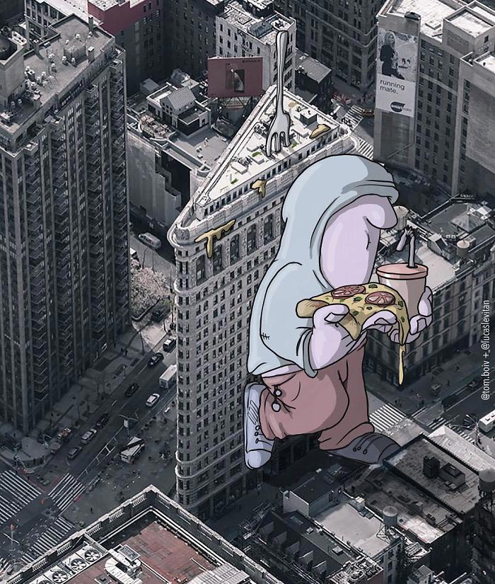 Лукас Левитан, Lucas Levitan, художник добавляет смешные иллюстрации к случайным фотографиям из интернета