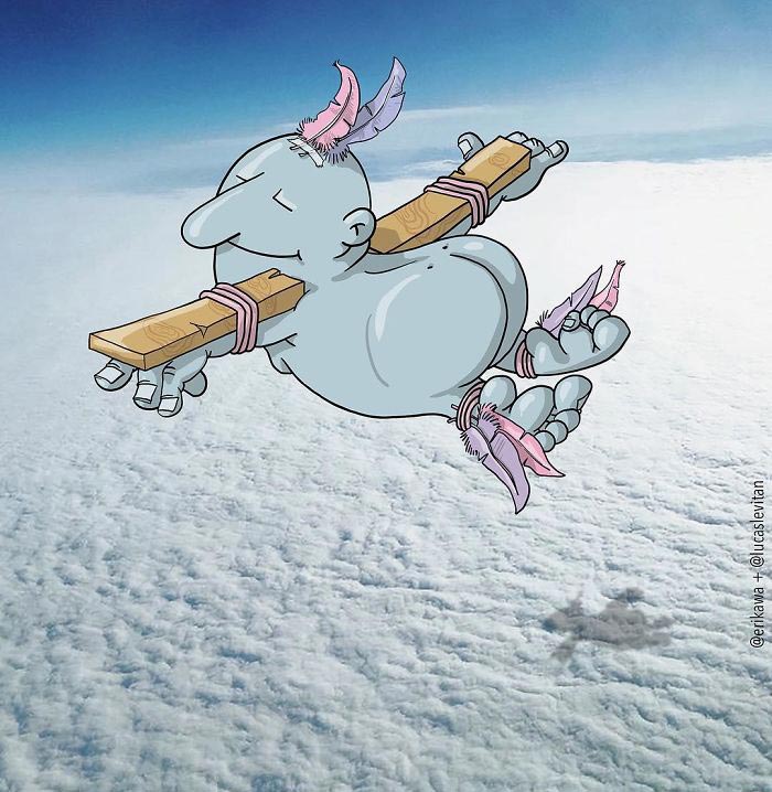 Лукас Левитан, Lucas Levitan, художник добавляет смешные иллюстрации к случайным фотографиям из интернета