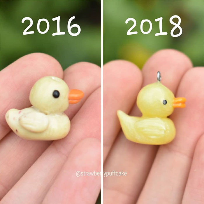 Художница воссоздала свои старые работы из полимерной глины, художница Зозо, Zozo, Strawberyypuffcake,