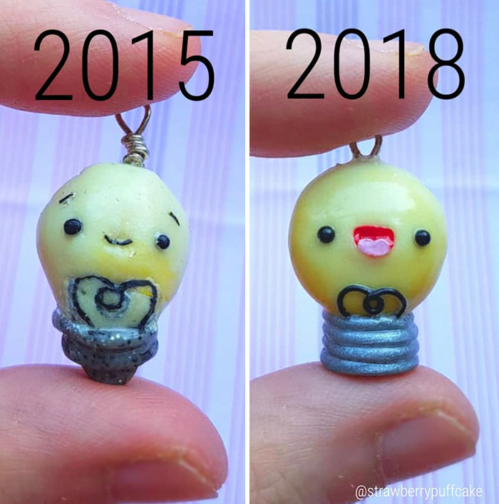 Художница воссоздала свои старые работы из полимерной глины, художница Зозо, Zozo, Strawberyypuffcake,