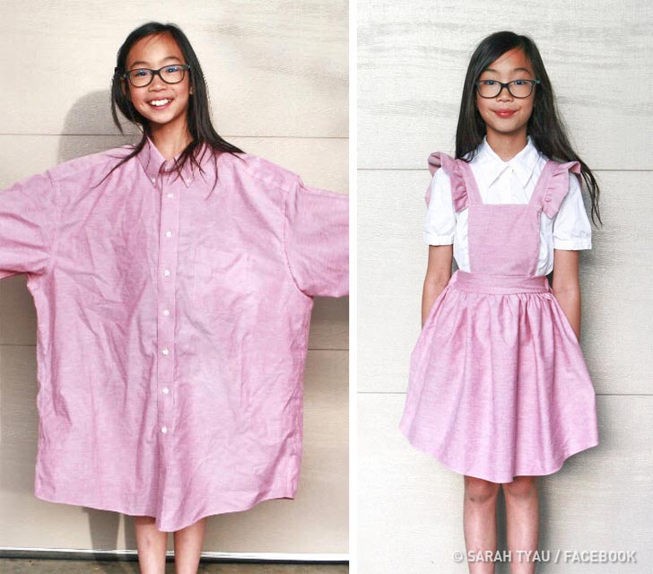 дизайнер превращает старые вещи в супермодную одежду для себя и своих дочек, Сара Тайо, Sarah Tyau