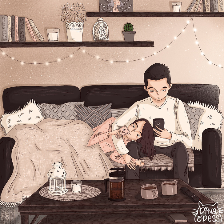 Художница из Казахстана рисует влюблённую пару, Дина Одесс, Dina Odess