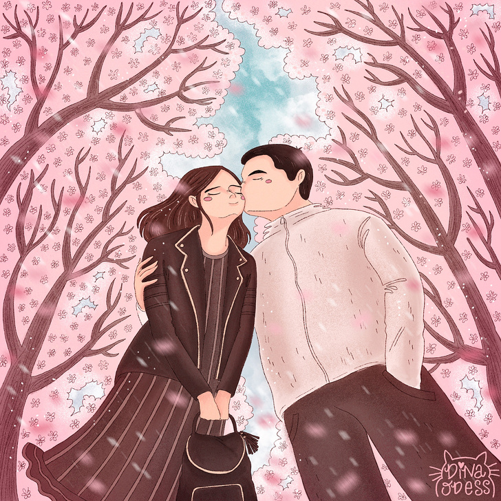 Художница из Казахстана рисует влюблённую пару, Дина Одесс, Dina Odess