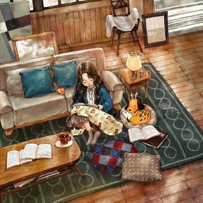 Счастье одиночества раскрыто в 20 иллюстрациях этой корейской художницы Счастье одиночества, Aeppol