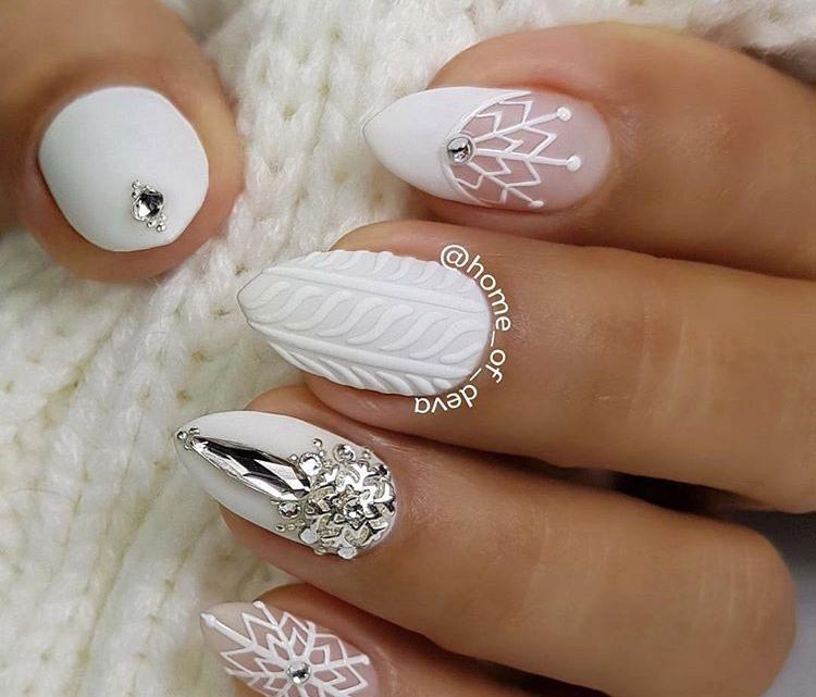 зимние идеи для новогоднего маникюра,  идеи новогоднего маникюра 2019 года