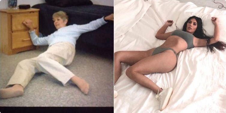 Пользователи затроллили Ким Кардашьян за её нелепую позу на кровати фото ким кардашьян, ким кардашьян в странной позе, затроллили ким кардашьян, ким кардашьян битва фотошоперов