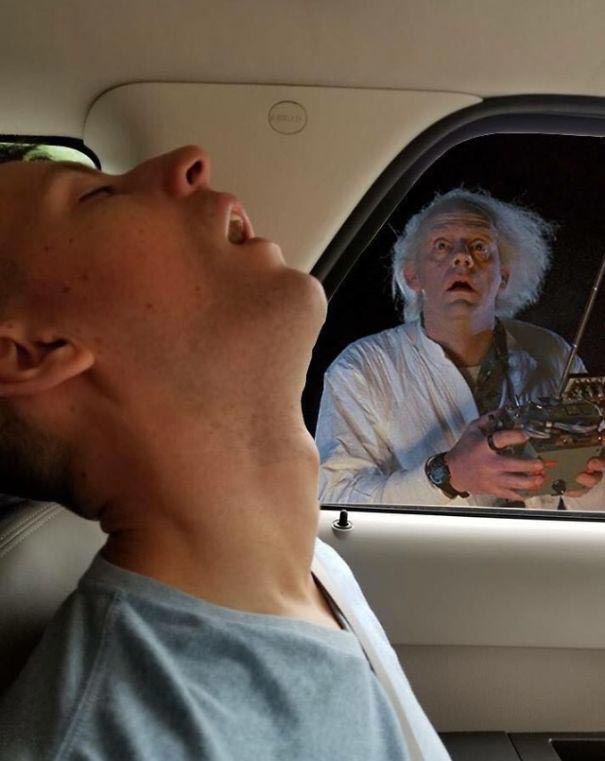 парень заснул в машине, битва фотошоперов, заснул в машине смешно, заснул в машине фото