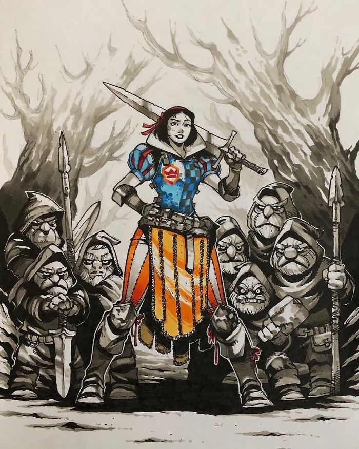 Российский художник показал, как выглядели бы диснеевские принцессы, если бы были воинами как выглядели бы диснеевские принцессы если бы были воинами, Артемий Мясников