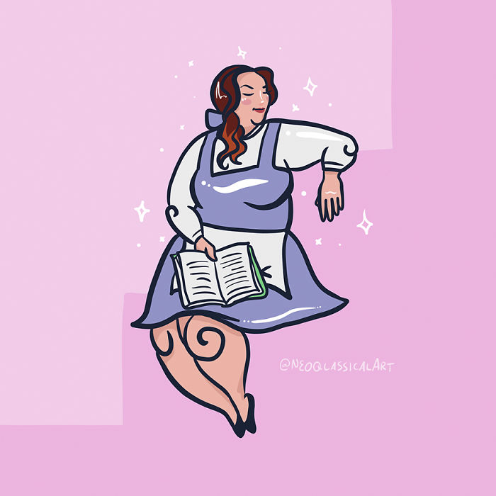 Художник превратил диснеевских принцесс в женщин размера плюс, диснеевские принцессы размера плюс, Neoqlassical Art 