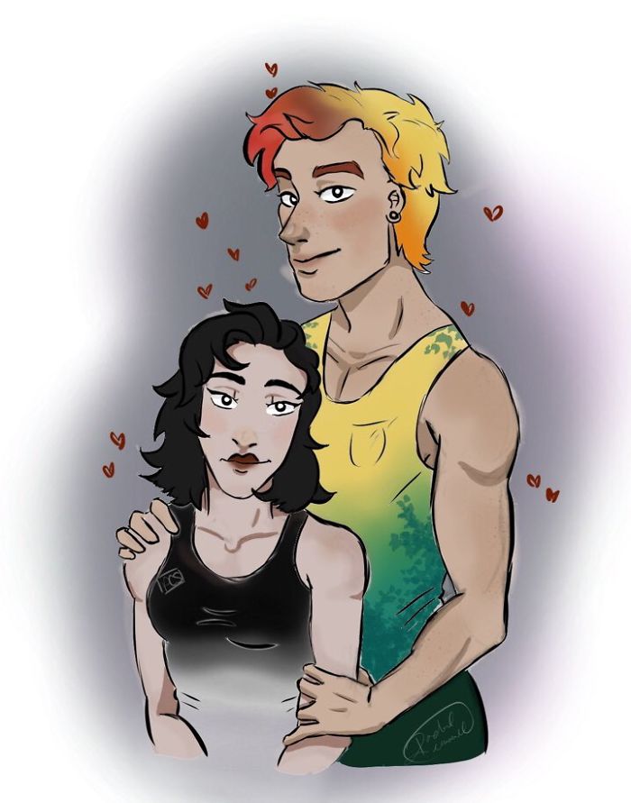 Разноцветный попугай и его готическая подружка. попугай киви и его подружка-гот, киви и Сиукси