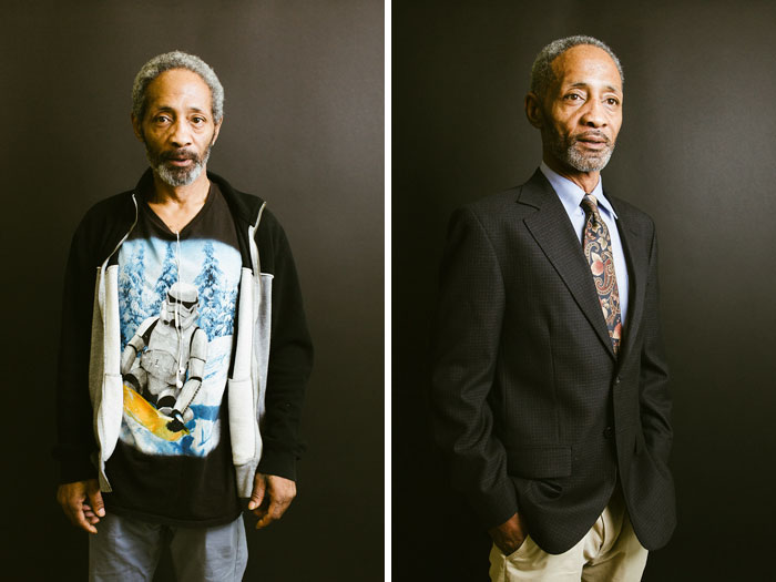 Мужчины до и после того как они надели костюм, Кристофер Шафер и его сын Сет