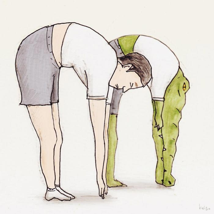 повседневные проблемы крокодилов, что если бы крокодилы жили среди людей, иллюстратор Кейго, Keigo