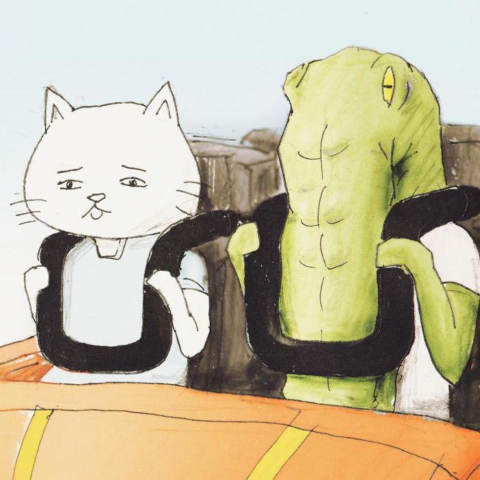 повседневные проблемы крокодилов, что если бы крокодилы жили среди людей, иллюстратор Кейго, Keigo