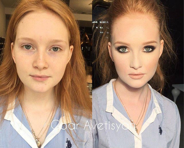 Гоар Аветисян, макияж до и после, работы визажиста, девушки макияж до и после