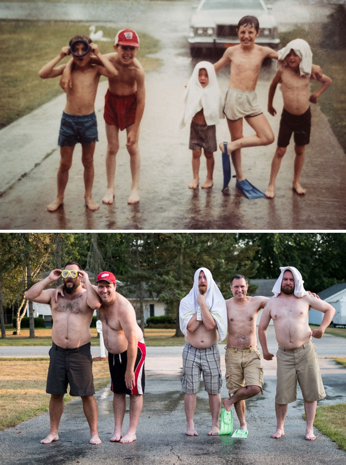 Люди воссоздали свои старые фотографии, 