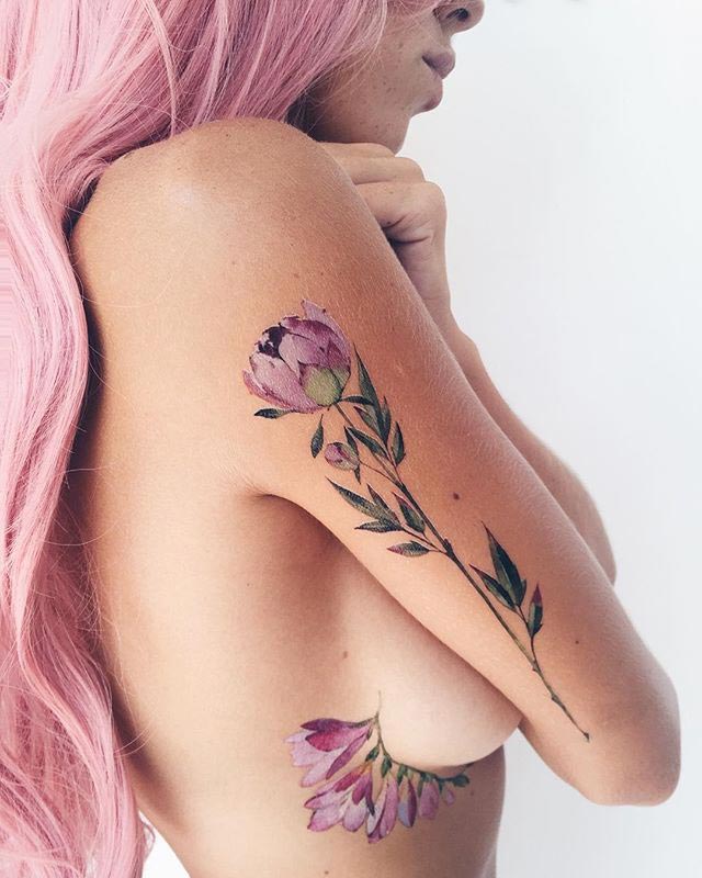 весенние татуировки, татуировки весна, татуировки с цветами, цветы тату