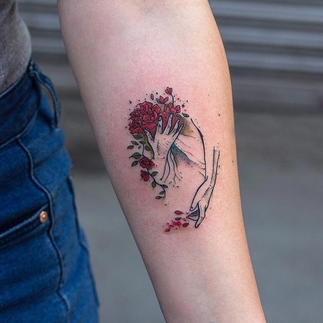 весенние татуировки, татуировки весна, татуировки с цветами, цветы тату