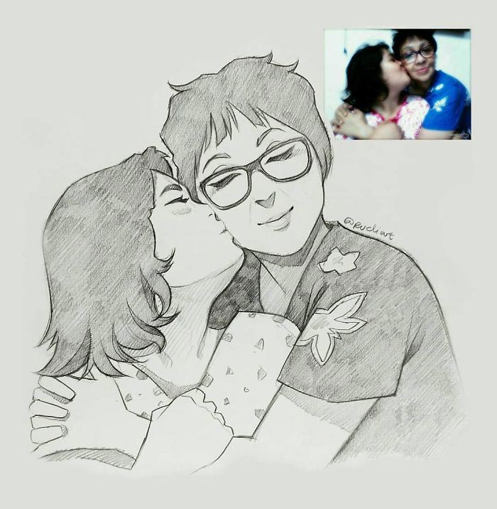  иллюстратор нарисовал настоящих людей как мультяшек, иллюстратор нарисовал настоящих людей как персонажей аниме, иллюстратор руди 