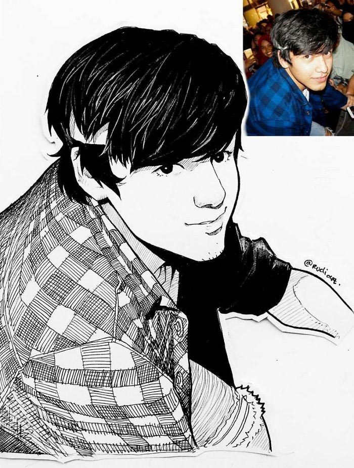  иллюстратор нарисовал настоящих людей как мультяшек, иллюстратор нарисовал настоящих людей как персонажей аниме, иллюстратор руди 