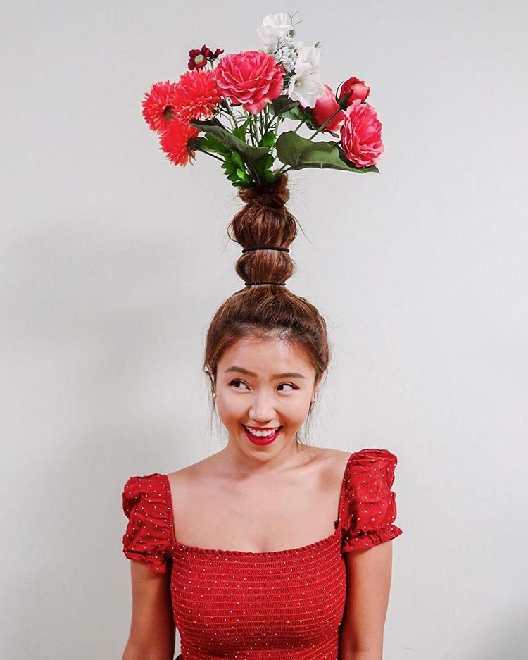 Волосы в виде цветочной вазы, flower vase hair, Тейлор Р, Taylor R