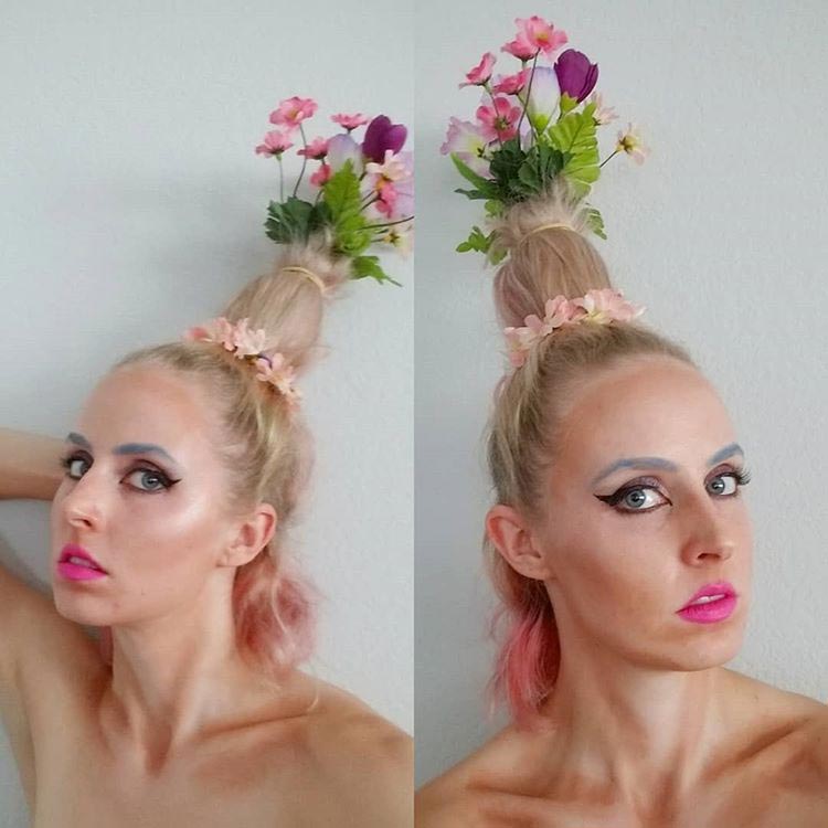 Волосы в виде цветочной вазы, flower vase hair, Тейлор Р, Taylor R