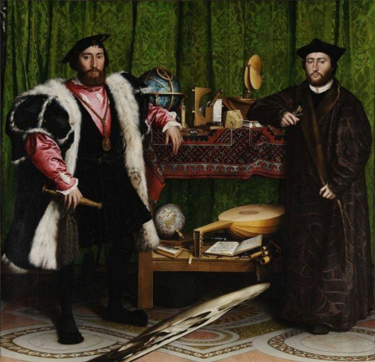 Оптическая иллюзия на картине 1553 года, Оптическая иллюзия на картине 16 века, Оптическая иллюзия картина Послы, Оптическая иллюзия на старой картине