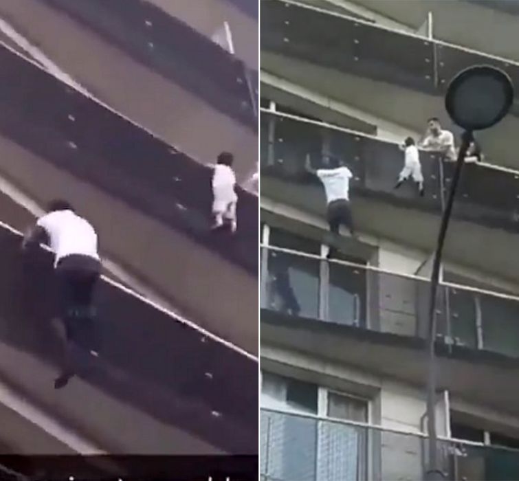 Африканский Мамуду Гассама, спас ребёнка во франции, залез на дом чтобы спасти ребёнка франция, взобрался на дом спасти ребёнка франция