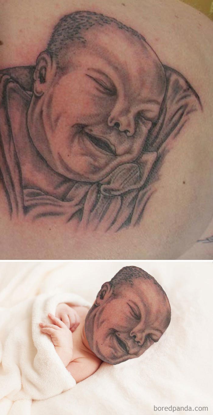 Кто-то заменил лица людей и животных татуировками с их же изображениями, и это смешно Кто-то заменил лица людей татуировками с их же изображениями, лица людей и животных заменили татуировками