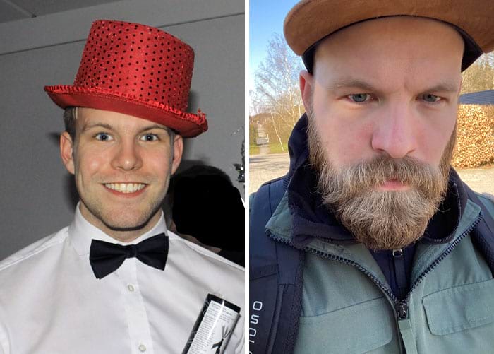 мужчина с бородой и без