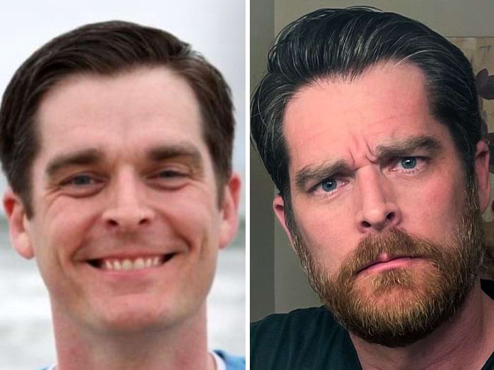 мужчина с бородой и без