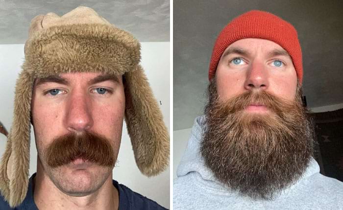 мужчина с бородой и без