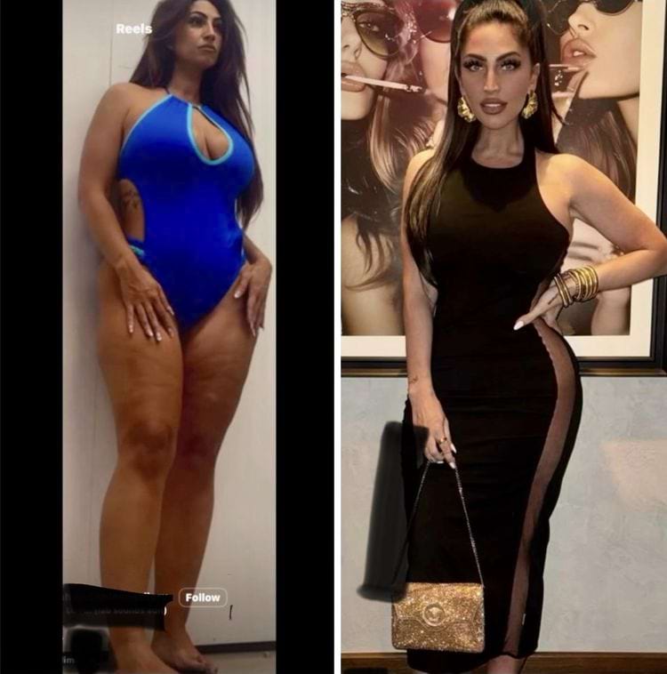женщина с фотошопом и фильтрами и без них