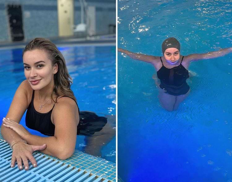 женщина в бассейне
