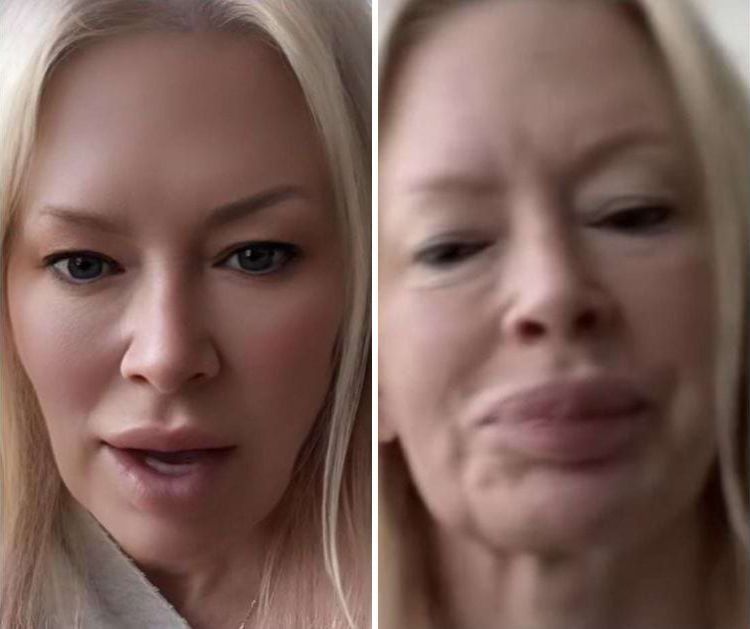 женщина с фотошопом и фильтрами и без них