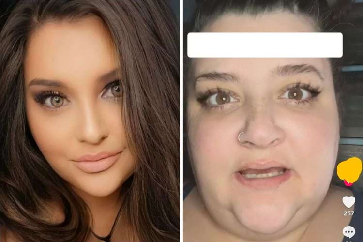 женщина с фотошопом и фильтрами и без