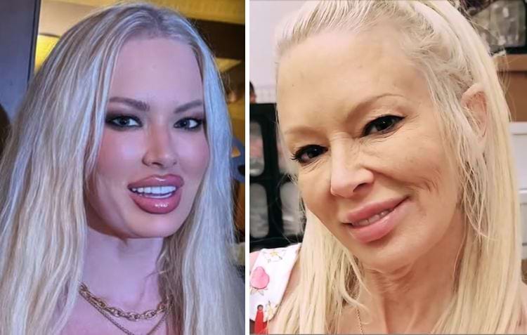 женщина с фотошопом и фильтрами и без