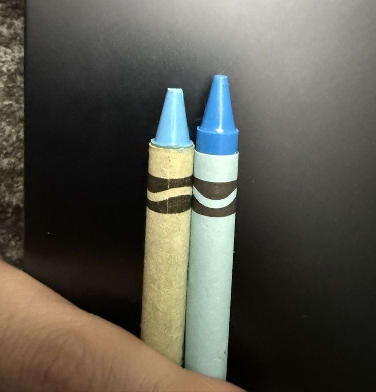 новый мелок по сравнению со старым