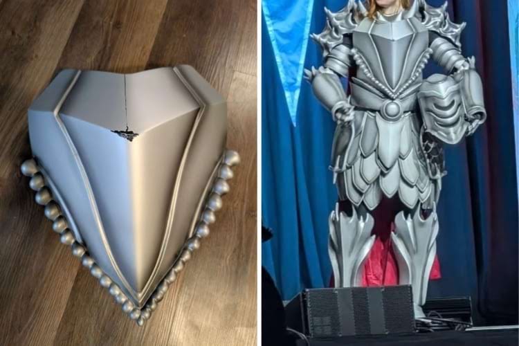 нагрудник с костюма упал на бетон