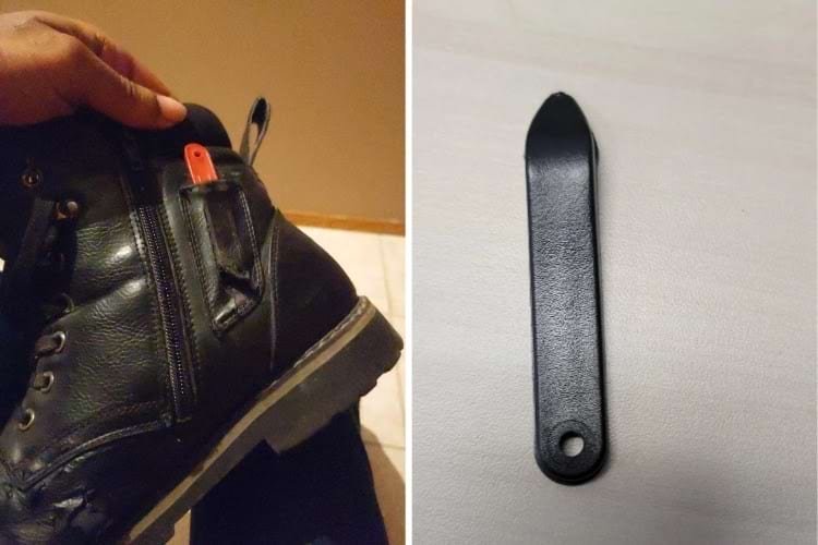 крючок для подхватывания противоскользящих вставок на подошве и переворачивания их в положение шипами наружу и наоборот