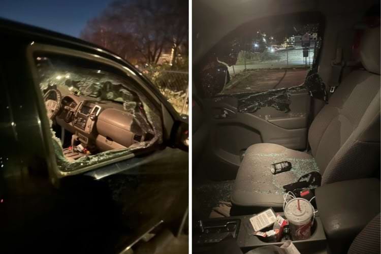 разбили окно машины