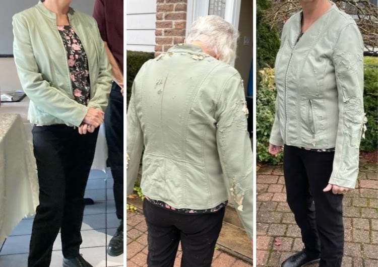 куртка из кожзама облетела