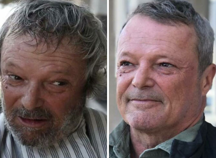 Парикмахер бесплатно стрижёт бездомных и на фото «после» видно, что они ...