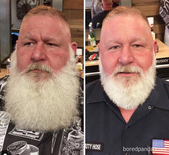 мужчины до и после барбера, стрижка бороды